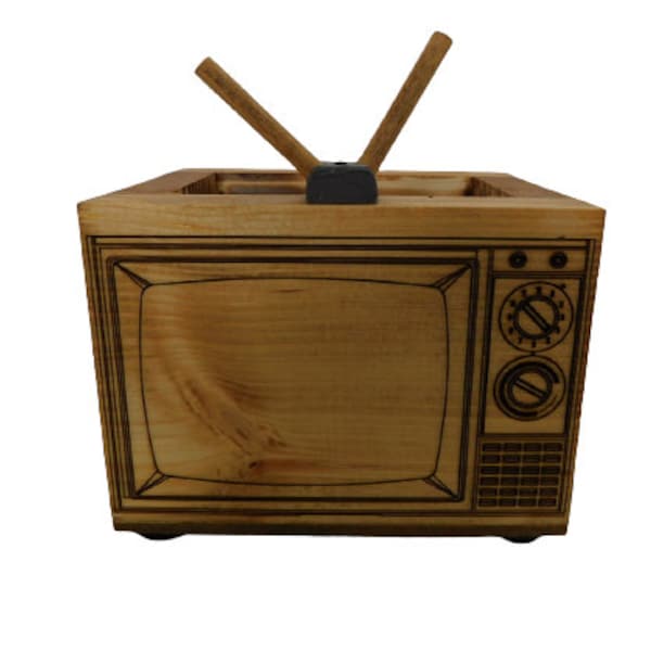 Remote Control Holder / farmhouse decor a great housewarming gift or a gift for dad  with a  Retro TV Theme