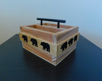 Remote Control Holder Box / Black Bear Mountain Theme, Farmhouse Decor a Great Housewarming Gift