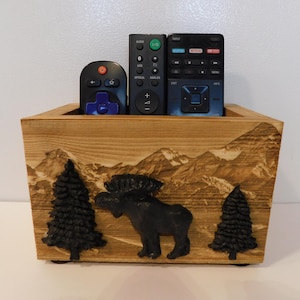 Laser Engraved Wooden Remote Control Holder: Farmhouse Decor