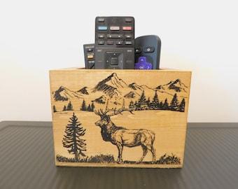 Remote Control Holder, Hand Crafted Remote Caddy, Desk Organizer , Custom Remote Caddy, Customized Remote Control Organizer