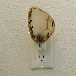 Montana Moss Agate Night Light: Unique Stone Decor