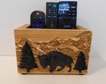 Remote Control Holder, Hand Crafted Remote Caddy, Desk Organizer , Custom Remote Caddy, Customized Remote Control Organizer