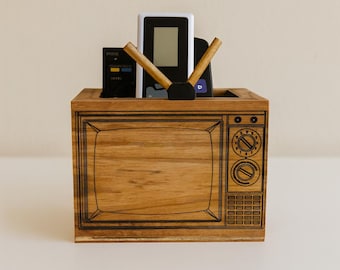 Remote Control Holder, Hand Crafted Remote Caddy, Desk Organizer , Custom Remote Caddy, Customized Remote Control Organizer