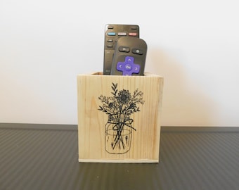 Remote Control Holder, Hand Crafted Remote Caddy, Desk Organizer , Custom Remote Caddy, Customized Remote Control Organizer