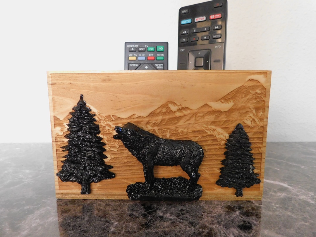Wolf Remote Control Remote Control Holder Wild Wolf Decor, Pen Storage Box - Etsy
