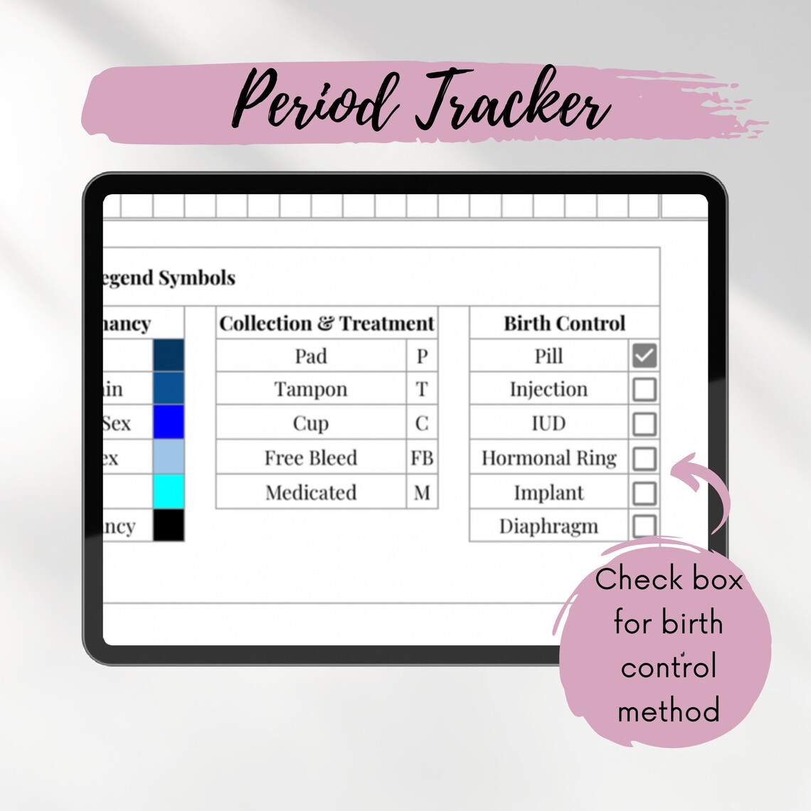 Period Tracker Spreadsheet Template Google Sheets, Excel, Numbers or