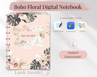 Digital Notebook for GoodNotes, Notability, PDF, Color Coded Subject Sections, Hyperlinked Page, Lined paper for school, college, university
