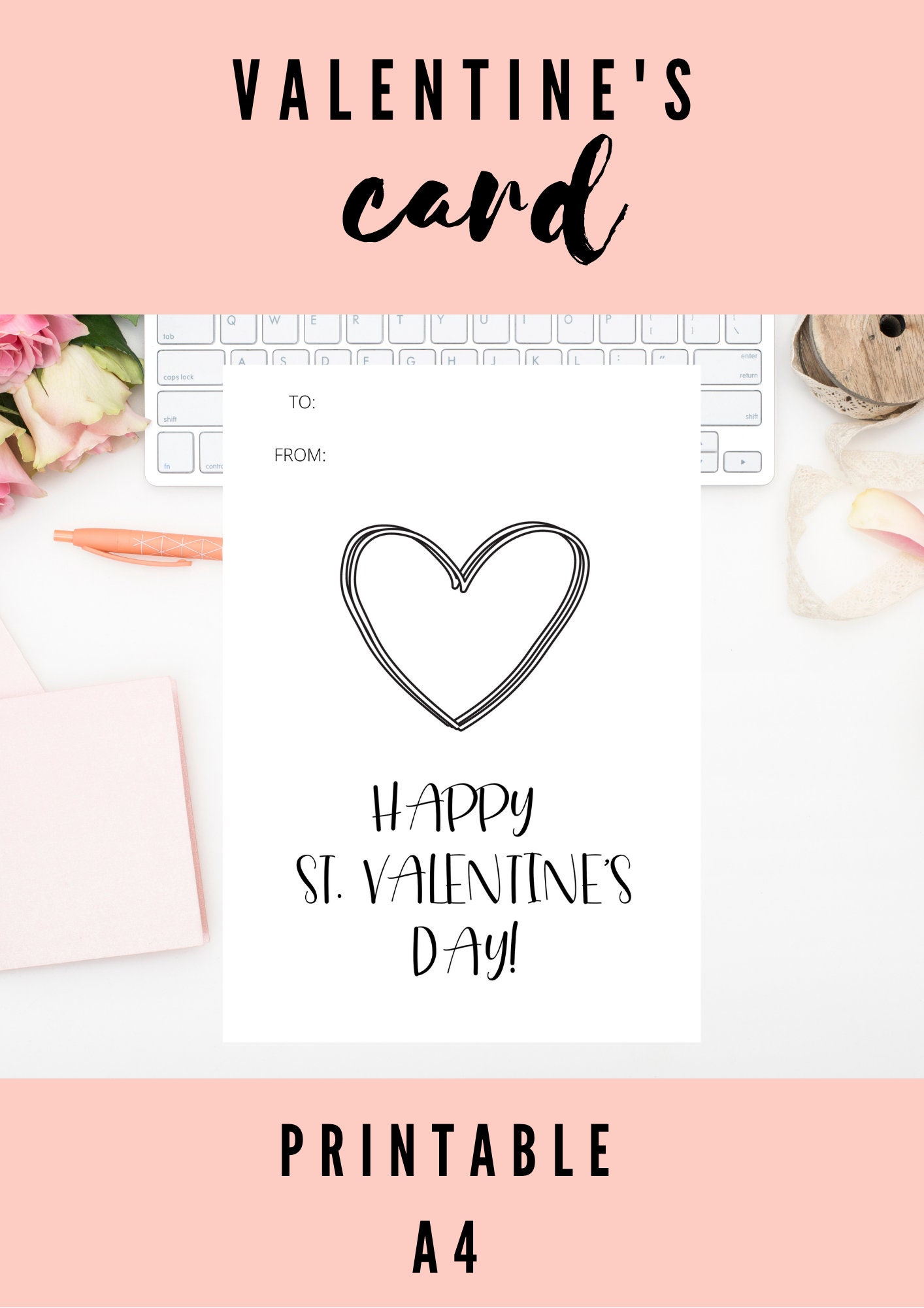 Printable Valentine's Day Card Colouring kids card | Etsy