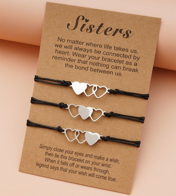 Sister Heart Bracelets for 3 Friendship 