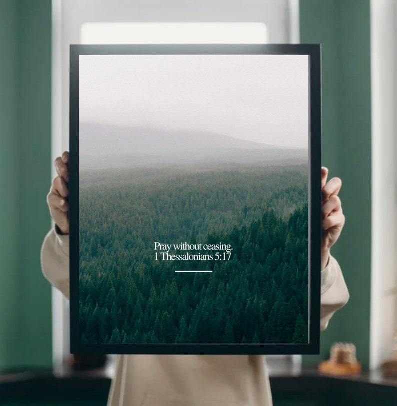 Pray Without Ceasing Christian Wall Art | Mountain Print (digital ...