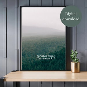Pray Without Ceasing | Wall Art | Digital Download | Christian Poster | Aesthetic Christian | Mountains | Printable Wall Art