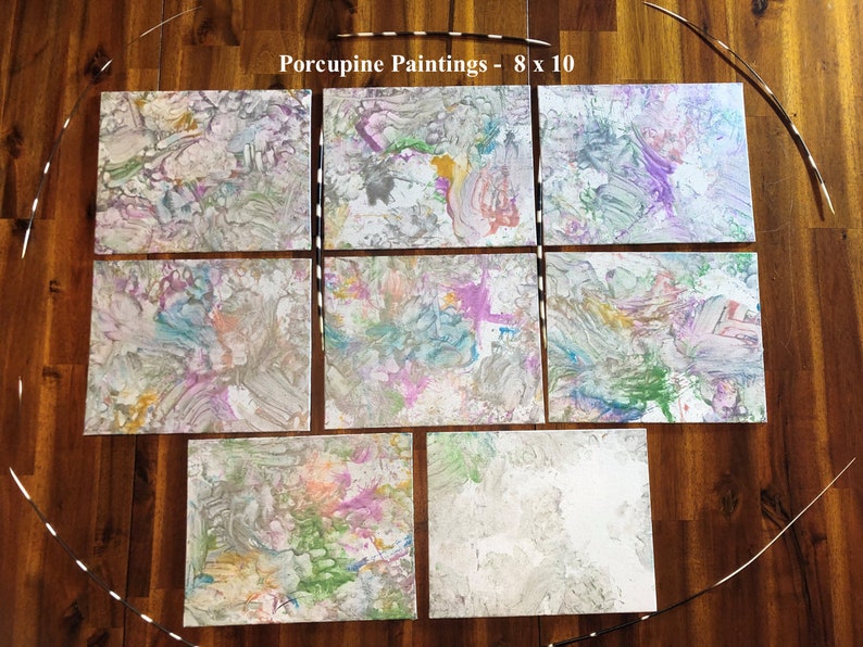 Animal Art Paintings  Porcupine & Skunk Paw Prints image 1