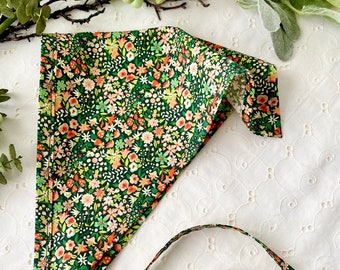 Mushroom Accessory Organic Cotton Bandana Woman Cottagecore Kerchief Floral Mushroom Green, Sky Blue Nature Bandana HeadScarf Botanical Gift