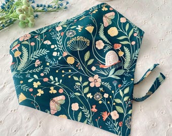 Fern Fronds Bandana Woodland Botanical Kerchief Triangle Head Scarf Hair Cute Snails Mushroom Cottagecore Fairy Dark Whimsy Green Accessory