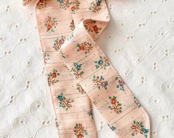 Feminine Hair Ribbon Skinny Scarf Handmade Gift for Her Upcycled Purse Scarf Dainty Antique Accessory Hair Floral Etsy Design Award Entry
