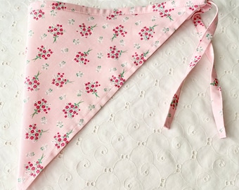 Pink Floral Bouquet Hair Bandana Cute Hairscarf CottageCore Kerchief PrincessCore