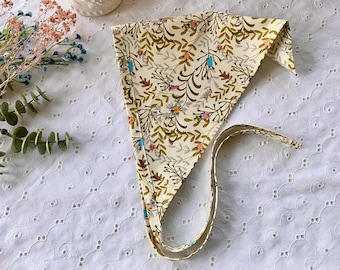 Insect Print Bandana in Cream Entomology Accessory Cotton Headband Hair Scarf with Ladybugs, Beetles