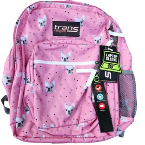 french bulldog jansport backpack Carrier for Frenchies Front utility pocket with organizer Fully padded back panel One large main compartment Side water bottle pocket Straight Custom 17 Inch School Backpack