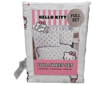 Hello Kitty 2024 100% Cotton 4 Piece Full Sheet Set NWT OEKO TEX