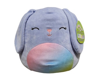 Squishmallows 2020 Nova The Blue Bunny w/ Rainbow Belly 12&quot; Plush Stuffed Animal