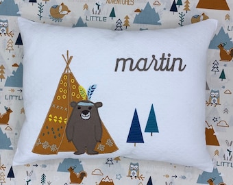 Coussin brodé personnalisé - Tipi