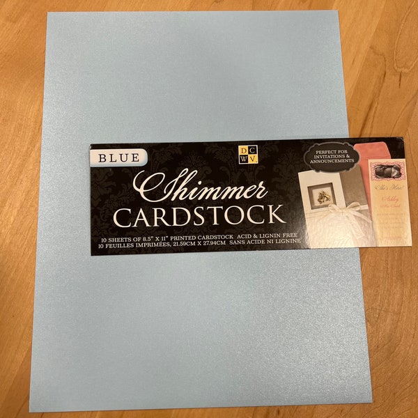 DCWV - Blue Shimmer Cardstock Scrapbook Paper 8.5x11 sheet