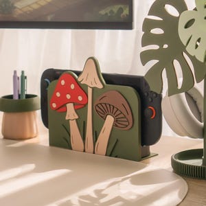 Mushroom Nintendo Switch Dock Cover – Cottagecore / Forestcore Cozy Gaming Desk Accessory