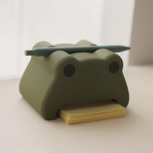 Frog Pen and Note Holder: Green Cottagecore Cozy Desk Accessories image 5