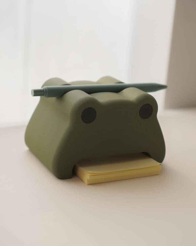Frog Pen and Note Holder: Green Cottagecore Cozy Desk Accessories image 5