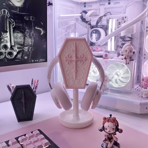 Coffin Headphone Stand: Goth Desk Decor - Halloween Gamer Headset ...