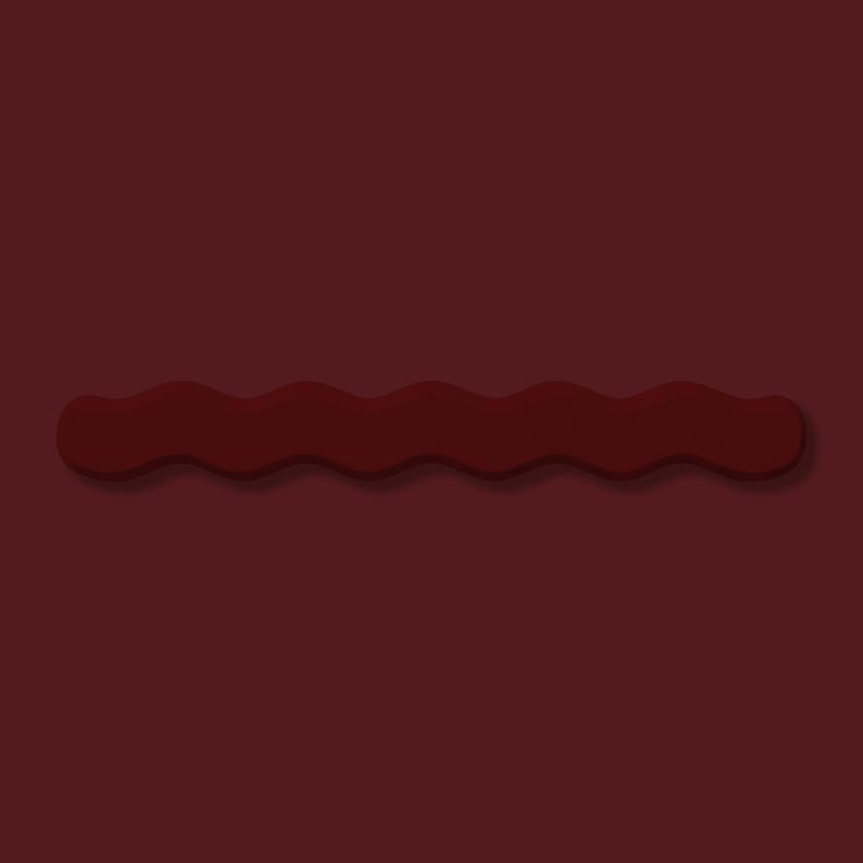 May include: A dark burgundy, wavy-shaped decorative element with a subtle shadow, set against a matching burgundy background. The design is simple and abstract, with a smooth, matte finish.