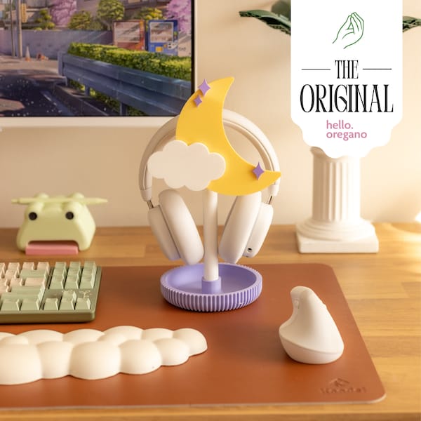 Stojak na słuchawki w kształcie księżyca: Kawaii Celestial Cozy Desk Accessory