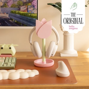 Soporte para auriculares con forma de tulipán: decoración de escritorio kawaii