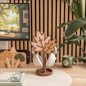 Fall Leaves Headphone Stand: 3D Printed Autumn Desk Decor image 3