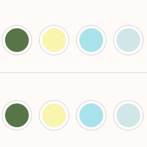May include: A color selection chart featuring two rows labeled Grid Color and Cubby Color. Each row displays fourteen circular swatches in various shades including white, tan, beige, light green, dark green, yellow, blue, purple, black, and pink.