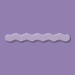 May include: A light purple, wavy-edged decorative object against a matching purple background. The object has a smooth, matte finish and casts a subtle shadow, creating a three-dimensional effect. The design is simple and modern.