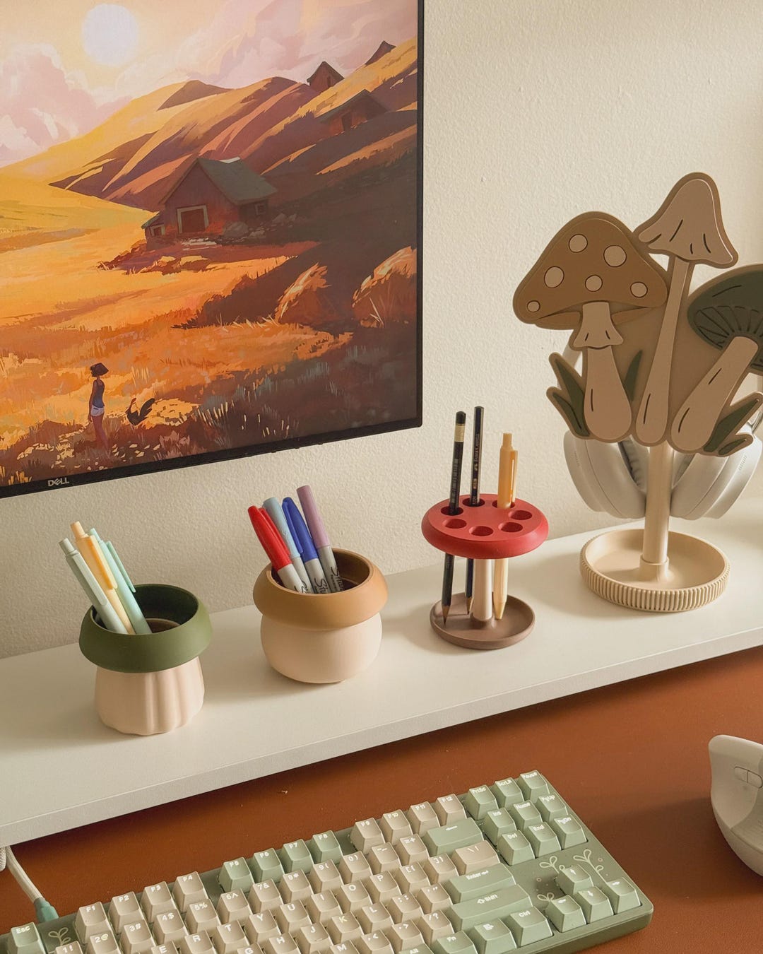 Mushroom Pen Pot – Cottagecore / Forestcore Cozy Desk Organizers