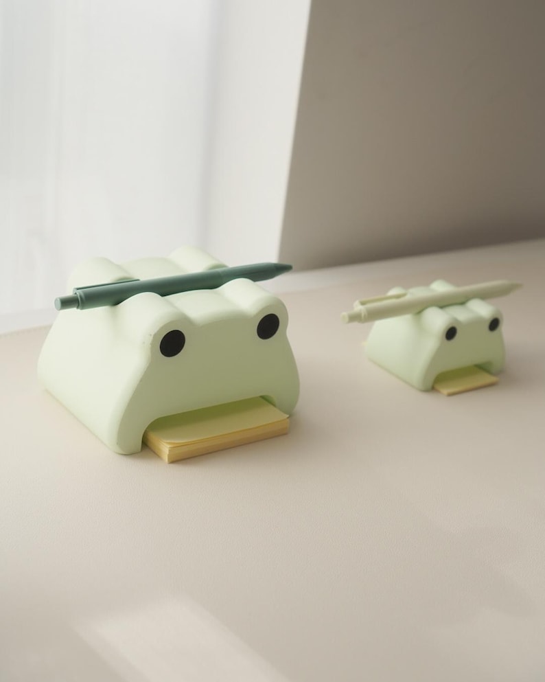 Frog Pen and Note Holder: Green Cottagecore Cozy Desk Accessories image 14