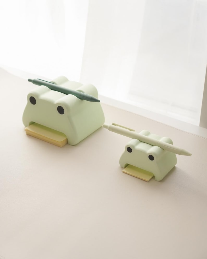 Frog Pen and Note Holder: Green Cottagecore Cozy Desk Accessories image 12