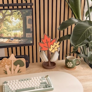Fall Leaves Headphone Stand: 3D Printed Autumn Desk Decor image 4