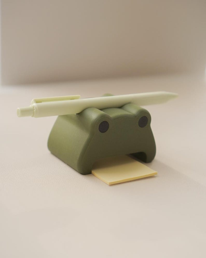 Frog Pen and Note Holder: Green Cottagecore Cozy Desk Accessories image 7