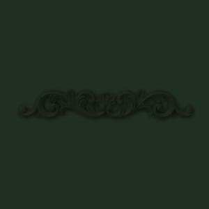 May include: Dark green decorative molding with an ornate, symmetrical scrollwork design. The molding features swirling leaves and floral elements, creating a classic, elegant aesthetic. Suitable for interior design or architectural detailing.