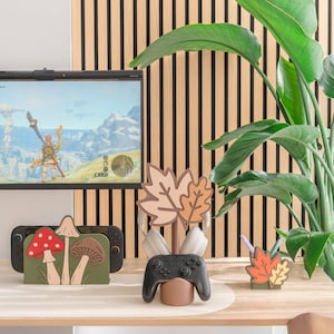 Koptelefoonstandaard Fall Leaves: 3D-geprint bureaudecor herfst