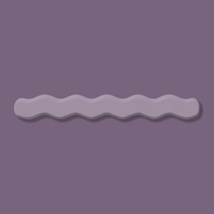 May include: A wavy, light purple hair clip against a darker purple background. The clip has a smooth, matte finish and a subtle shadow, creating a three-dimensional effect. The design is simple and modern, suitable for various hairstyles.