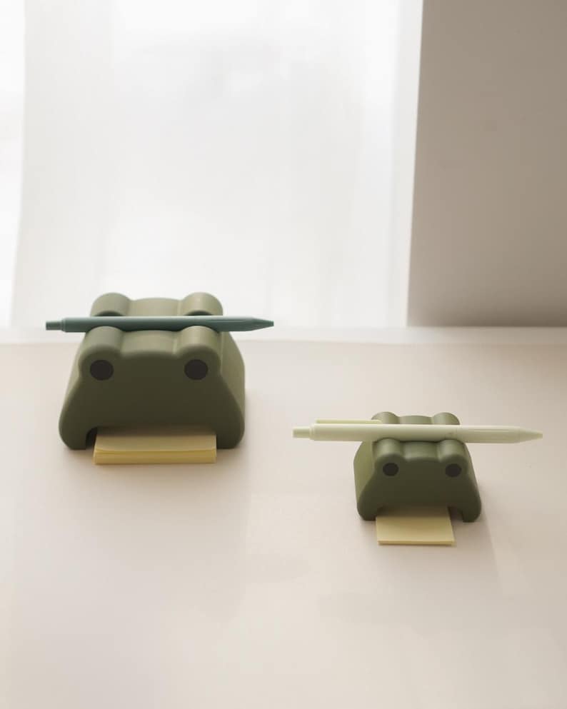 Frog Pen and Note Holder: Green Cottagecore Cozy Desk Accessories image 10