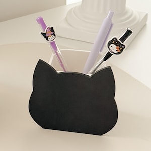 Cat Swap Pen Pot: Black Desk Accessory for Whimsical Desk Setups image 1
