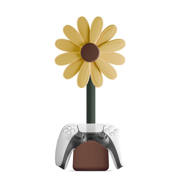 Sunflower Headphone Stand: Kawaii Desk Decor for Gamers, Musicians, Plant Lovers image 3