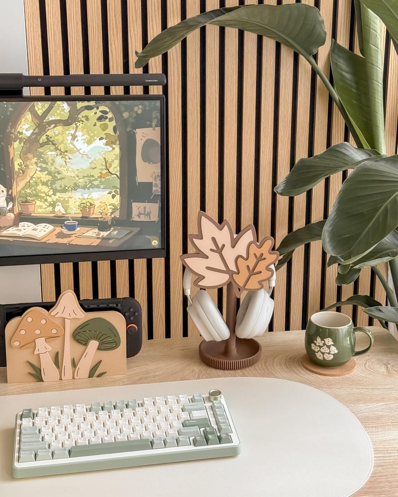 Fall Leaves Headphone Stand: 3D Printed Autumn Desk Decor image 5