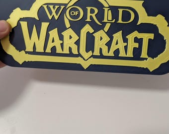 World of Warcraft Sign, WOW, 3D Printed Video Game Shelf / Wall Desk Art / Gamer Sign 3D Printed / Mancave / Home Bar / Gamer / Games Room