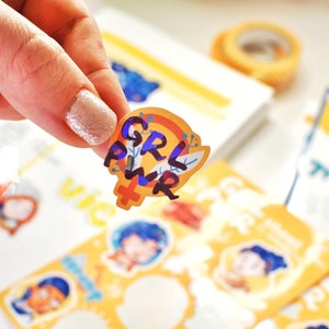 GRL PWR sticker sheet _ girl power adesivi olografici - importanti donne della storia